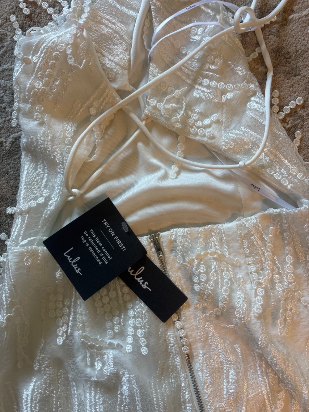 Lulus Making Magic White Fringe Lace-up Mini Dress - Size S - Picture 6 of 6